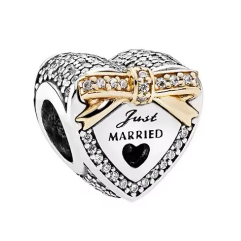 NWOT Wedding Heart, Clear CZ Charm Sterling Silver 925